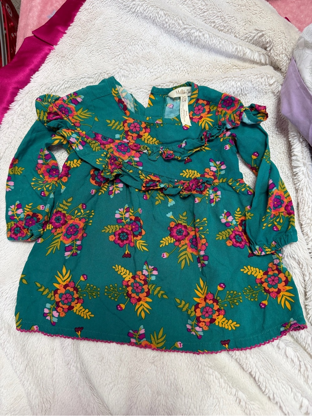 Matilda Jane Teal Floral Ruffle Dress